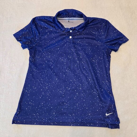 💜⛳Nike Women's Dot Print Short Sleeve Golf Polo, Medium Dri-Fit - Picture 1 of 6